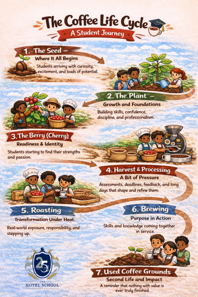 Just like the coffee life cycle, the students of Capital Hotel School go through a similar cycle in the students' journey in hospitality or the culinary arts.